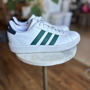 Adidas White Sneakers with Black Accents